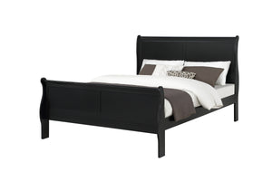 English Elm Louis Philip Low-Profile King Sleigh Bed with Elegant Panel Headboard and Sturdy Solid Wood Frame Black 57.4 L x 27.6 W x 5.2 H B011S00839