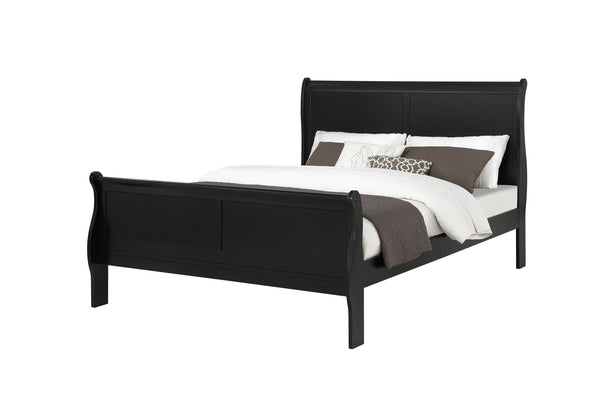 English Elm Louis Philip Low-Profile King Sleigh Bed with Elegant Panel Headboard and Sturdy Solid Wood Frame Black 57.4 L x 27.6 W x 5.2 H B011S00839