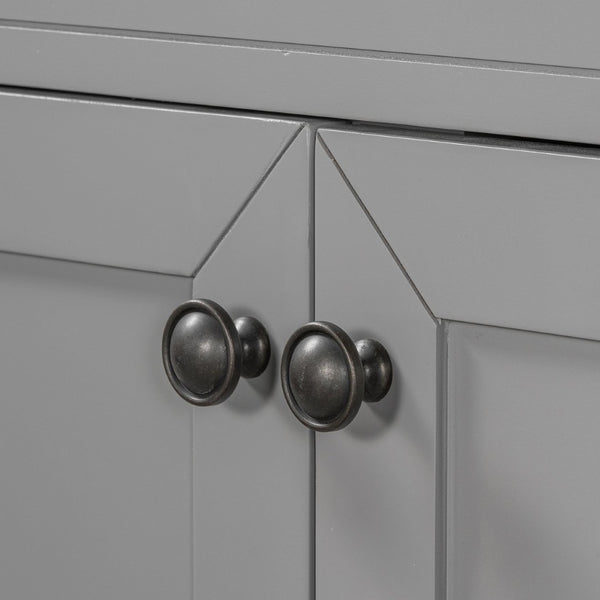English Elm 36" Matte Bathroom Vanity Base Cabinet with Drawers Rubberwood Frame Modern Storage Grey WF296707AAE