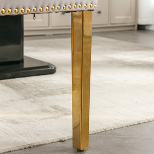 English Elm Nikki Velvet Tufted Dining Chair Set of 2 — Solid Wood Frame, Gold Stainless Legs, Nailhead Trim, Gray Chic W114390550