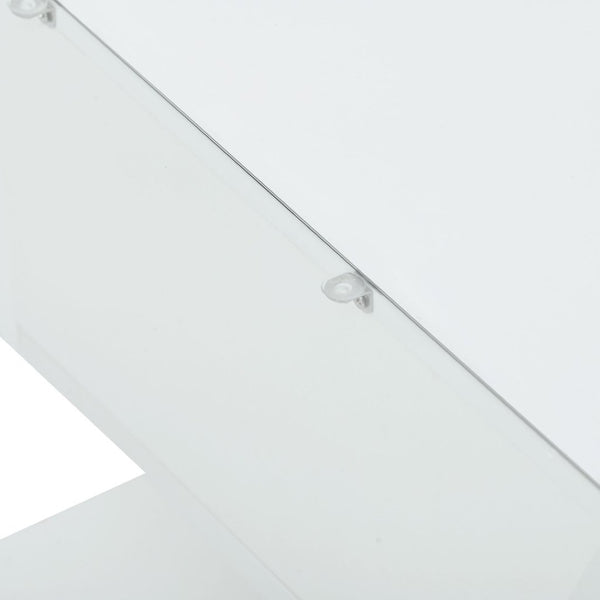 English Elm Modern Two-tier Glass Top Coffee Table with Uv Gloss Finish for Living Room White WF303936AAK