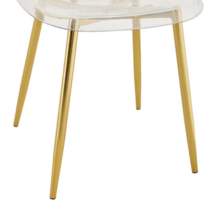 English Elm Modern ergonomic crystal-look dining chair armless plastic seat with durable plated metal legs, comfy curve Golden W1151111205