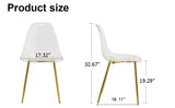 English Elm Modern Simple Transparent Dining Chair Plastic Chair Armless Crystal Chair Nordic Creative Makeup Stool Negotiation Chair Set Of 4 and Plating Metal Leg Of Goldenw115191501 ,Tw-1200