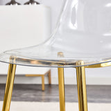 English Elm Modern Simple Transparent Dining Chair Plastic Chair Armless Crystal Chair Nordic Creative Makeup Stool Negotiation Chair Set Of 4 and Plating Metal Leg Of Goldenw115191501 ,Tw-1200