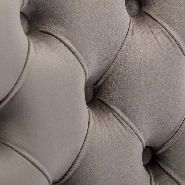 English Elm Nikki Velvet Tufted Dining Chairs Set of 2 — Gray Upholstered High-End Solid Wood Seats with Gold Legs W114390550