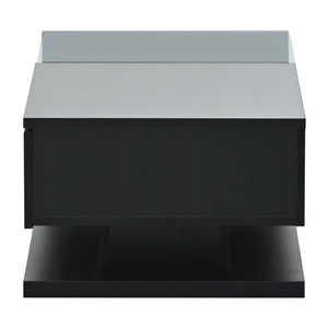 English Elm Modern Two-tier Glass Top Coffee Table with Uv Gloss Finish for Living Room Black WF303936AAB