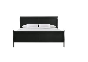 English Elm Louis Philip Low-Profile King Sleigh Bed with Elegant Panel Headboard and Sturdy Solid Wood Frame Black 54.4 L x 27.8 W x 5.5 H B011S00840