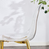 English Elm Modern Simple Transparent Dining Chair Plastic Chair Armless Crystal Chair Nordic Creative Makeup Stool Negotiation Chair Set Of 4 and Plating Metal Leg Of Goldenw115191501 ,Tw-1200