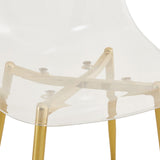 English Elm Modern Minimalist Transparent Dining Chair, Plastic Chair, Armless Crystal Chair, Nordic Creative Makeup Stool, Negotiation Chair, 6-Piece Set Of Gold-Plated Metal Legs, Tw-1200