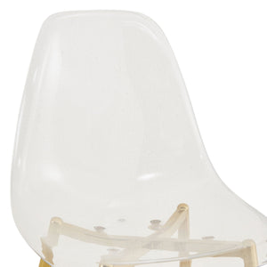 English Elm Modern ergonomic crystal-look dining chair armless plastic seat with durable plated metal legs, comfy curve Golden W1151111205