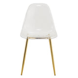 English Elm Modern Simple Transparent Dining Chair Plastic Chair Armless Crystal Chair Nordic Creative Makeup Stool Negotiation Chair Set Of 4 and Plating Metal Leg Of Goldenw115191501 ,Tw-1200