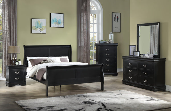 English Elm 1pc Black Finish Five Drawer Chest Louis Philip Solid Wood 47" Tall Contemporary Sleek Storage Solution B011P193098