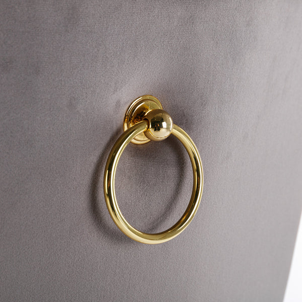 English Elm Nikki Velvet Tufted Dining Chairs Set of 2 — Gray Upholstered High-End Solid Wood Seats with Gold Legs W114390550