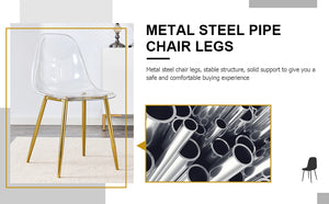 English Elm Modern transparent dining chair with ergonomic PET shell, armless Nordic design, luxe crystal look, easy assembly, sleek metal legs Golden W1151121533