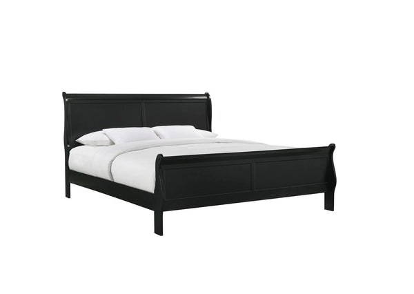 English Elm Louis Philip Low-Profile King Sleigh Bed with Elegant Panel Headboard and Sturdy Solid Wood Frame Black 54.4 L x 27.8 W x 5.5 H B011S00840