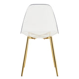 English Elm Modern Simple Transparent Dining Chair Plastic Chair Armless Crystal Chair Nordic Creative Makeup Stool Negotiation Chair Set Of 4 and Plating Metal Leg Of Goldenw115191501 ,Tw-1200