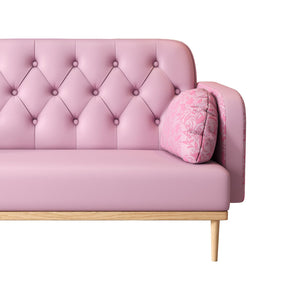 English Elm Loveseat Modern Tulip-Pattern Upholstered Two-Seater in Light Pink PU with S-Spring Comfort & Pillows W1767106514