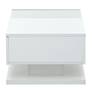 English Elm Modern Two-tier Glass Top Coffee Table with Uv Gloss Finish for Living Room White WF303936AAK