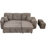 Hearth and Haven Odessa 5 Pieces L-Shaped Sectional Sofa Set with Storage Chaise, 2 Stools and 2 Pillows, Knox Charcoal SG000790AAE