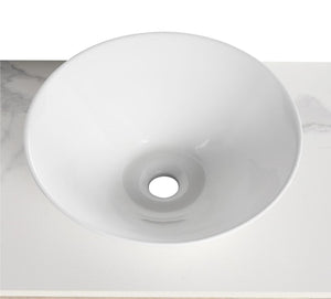 English Elm Ceramic Round Above Counter Art Basin White Bathroom Vessel Sink Stain-Resistant Easy-Clean W99969283