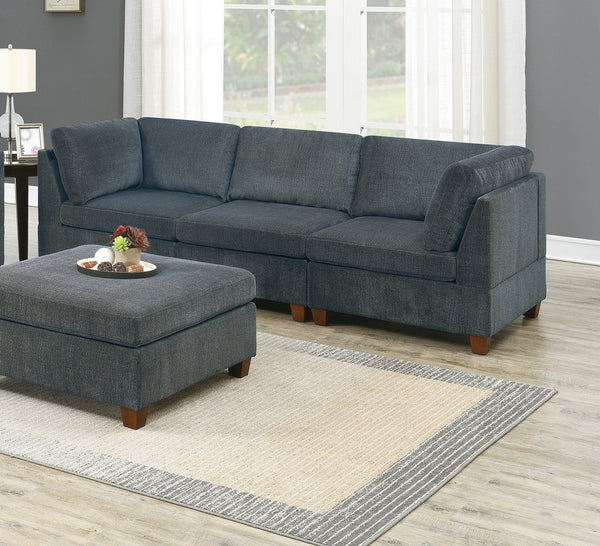 English Elm Living Room Furniture Grey Chenille Modular Sofa Set - 6-Piece Flexible Comfort For Modern Spaces B011S00386