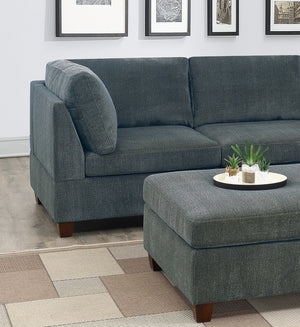 English Elm 1pc Grey Chenille Corner Wedge - Modular 6-Piece Sectional Accent Piece, Foam Cushions, Classic Style B011106630