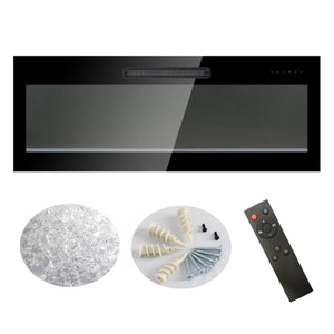 English Elm 36 Inch Recessed Electric Fireplace Tempered Glass Multi Color Led Flame Heater W1769133637