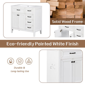 English Elm 36" Elegant Bathroom Vanity With Sink Combo - Modern White Cabinet, Durable Design & Ample Storage N725P246491K