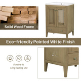 English Elm 24" Bathroom Vanity Without Sink, Base Only, Rattan Cabinet With Doors and Drawer, Solid Frame and Mdf Board, Natural