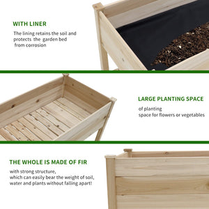 English Elm Raised Solid Wood Garden Planter with Legs Storage Shelf for Herbs Vegetables Patio W1431106422