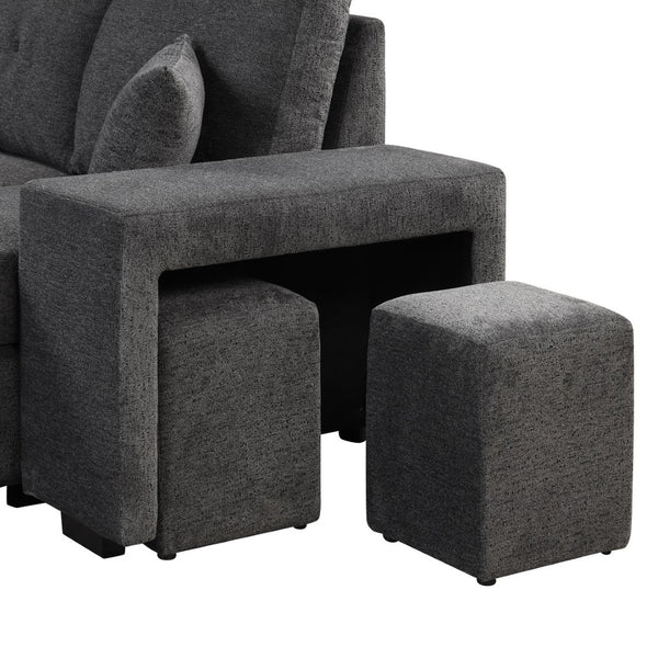 English Elm Reversible Velvet Sectional Sleeper Sofa with Storage Chaise Stools and Pull Out Bed SG000790AAB