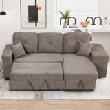 Hearth and Haven Odessa 5 Pieces L-Shaped Sectional Sofa Set with Storage Chaise, 2 Stools and 2 Pillows, Knox Charcoal SG000790AAE