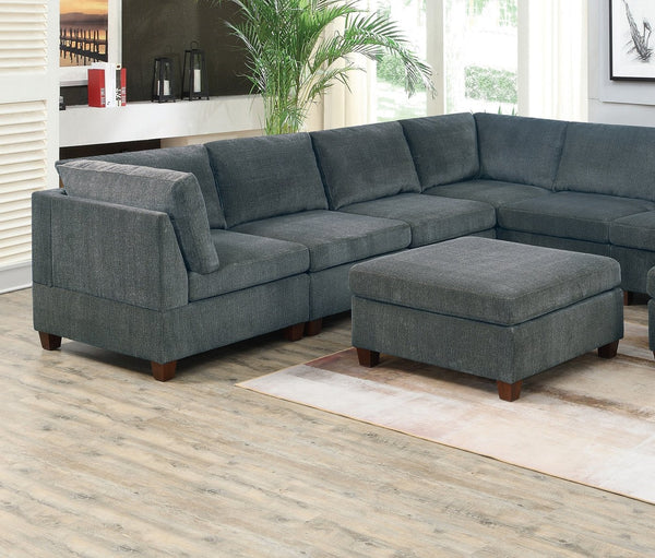 English Elm 1pc Grey Chenille Armless Chair Modular Sectional Piece – Plush Cushion Back, Foam & Plywood Build, Versatile Seating B011106631