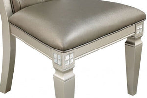 English Elm Formal Champagne/Warm Gray Dining Chairs Set of 2 – Tufted Leatherette Seats, Mirror Tile Accents, Solid Wood Comfort B011106629