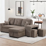 Hearth and Haven Odessa 5 Pieces L-Shaped Sectional Sofa Set with Storage Chaise, 2 Stools and 2 Pillows, Knox Charcoal SG000790AAE