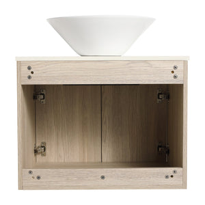 English Elm Ceramic Round Above Counter Art Basin White Bathroom Vessel Sink Stain-Resistant Easy-Clean W99969283