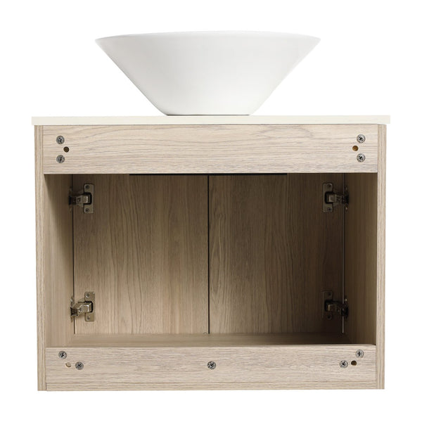 English Elm Ceramic Round Above Counter Art Basin White Bathroom Vessel Sink Stain-Resistant Easy-Clean W99969283