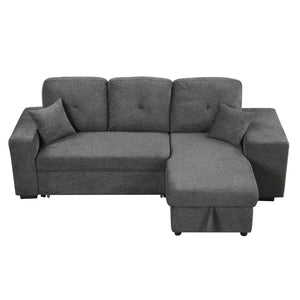 English Elm Reversible Velvet Sectional Sleeper Sofa with Storage Chaise Stools and Pull Out Bed SG000790AAB