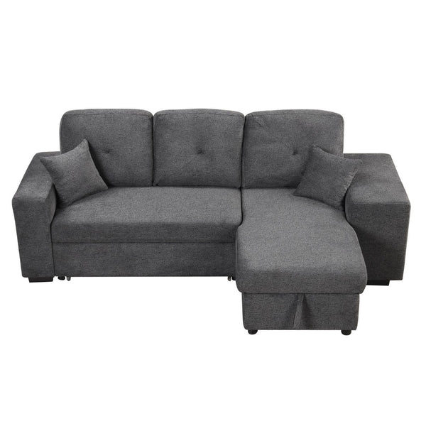 English Elm Reversible Velvet Sectional Sleeper Sofa with Storage Chaise Stools and Pull Out Bed SG000790AAB