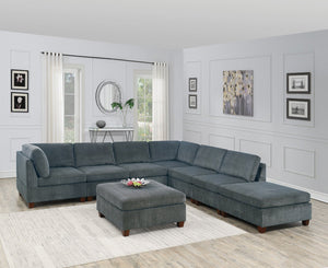 English Elm Living Room Furniture Grey Chenille 8-Piece Modular Sectional Set - Versatile & Cozy Design Options B011S00383