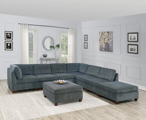 English Elm Living Room Furniture Grey Chenille 8-Piece Modular Sectional Set - Versatile & Cozy Design Options B011S00383