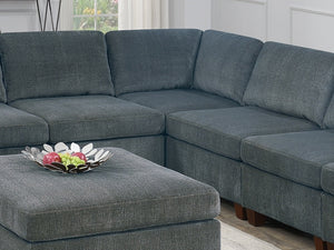 English Elm 1pc Grey Chenille Corner Wedge - Modular 6-Piece Sectional Accent Piece, Foam Cushions, Classic Style B011106630