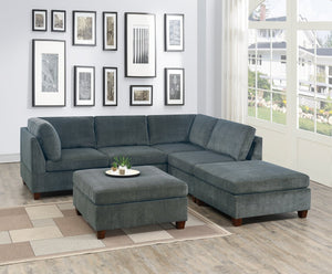 English Elm 1pc Grey Chenille Corner Wedge - Modular 6-Piece Sectional Accent Piece, Foam Cushions, Classic Style B011106630