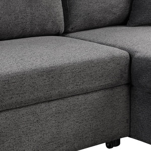English Elm Reversible Velvet Sectional Sleeper Sofa with Storage Chaise Stools and Pull Out Bed SG000790AAB