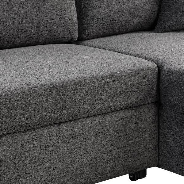 English Elm Reversible Velvet Sectional Sleeper Sofa with Storage Chaise Stools and Pull Out Bed SG000790AAB
