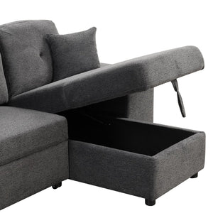 English Elm Reversible Velvet Sectional Sleeper Sofa with Storage Chaise Stools and Pull Out Bed SG000790AAB