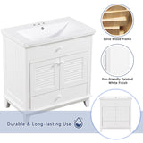 English Elm 30" Bathroom Vanity With Sink, Bathroom Cabinet With Two Doors and One Drawer, White (Old Sku: Jl000005Aak)