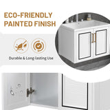 English Elm 24" Wall Mounted Bathroom Vanity With Ceramic Basin, Two Shutter Doors, Solid Wood & Mdf Board, White (One Package)