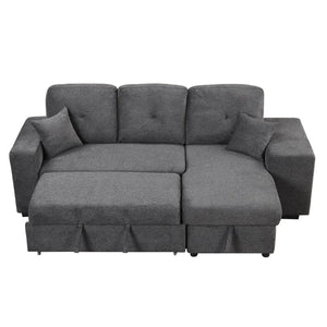 English Elm Reversible Velvet Sectional Sleeper Sofa with Storage Chaise Stools and Pull Out Bed SG000790AAB