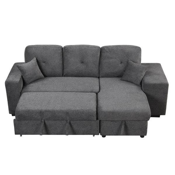 English Elm Reversible Velvet Sectional Sleeper Sofa with Storage Chaise Stools and Pull Out Bed SG000790AAB